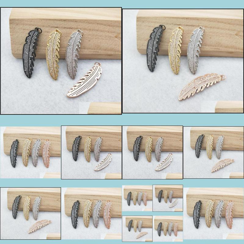 

Pendant Necklaces 10 Pcs Cz Crystal Feather Charms Pendant Zircon Micro Pave Turkish Style Jewelry Finding Diy Necklace Pd854 Drop D Dhqbm