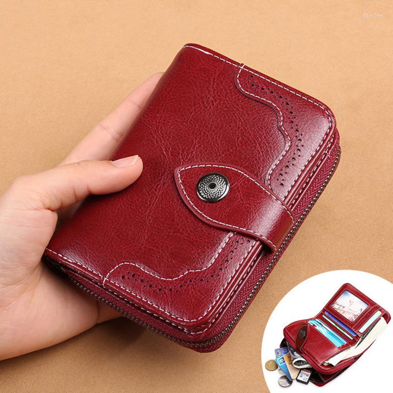

Wallets Genuine Leather Women Wallet Small Ldies Purses Short Coin Purse For Girls Female Portomonee Lady Perse Card Holder, Black