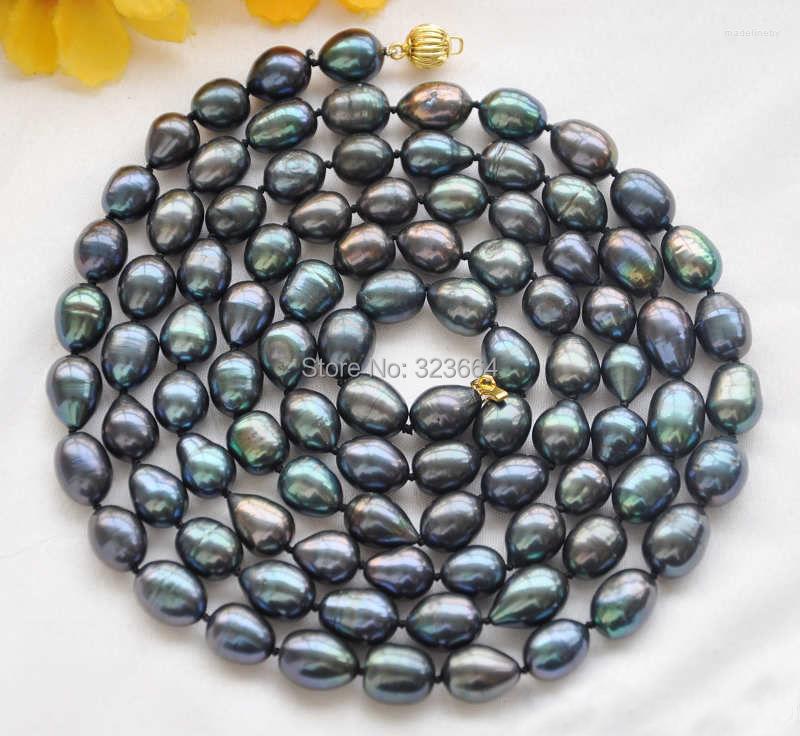 

Chains 50" 11mm Peacock Black Rice Freshwater Cultured Pearl Necklace