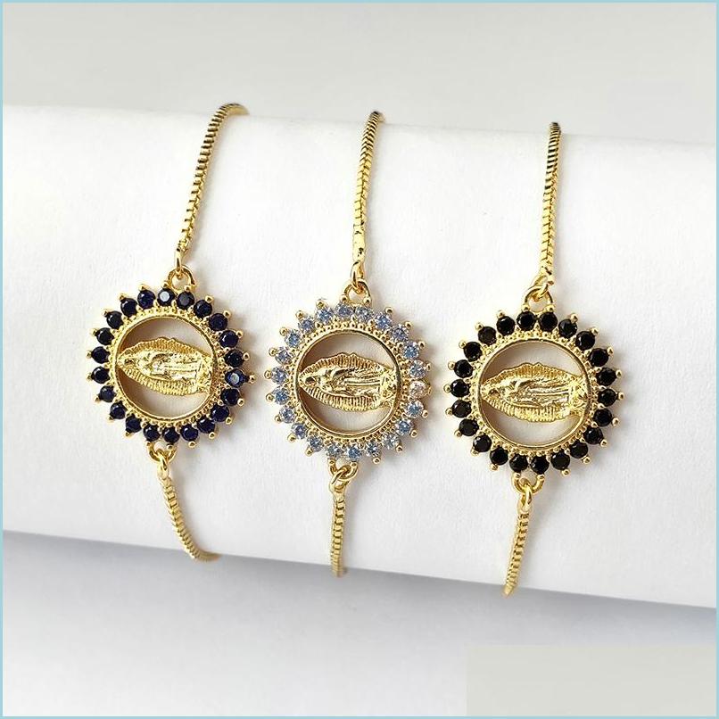 

Chain High Quality Micro Pave Shiny Cubic Zircon Cz Connector Bracelet For Women Girl Virgin Mary Charm Jewelry Gift Bg310 Drop Deli Dhaak