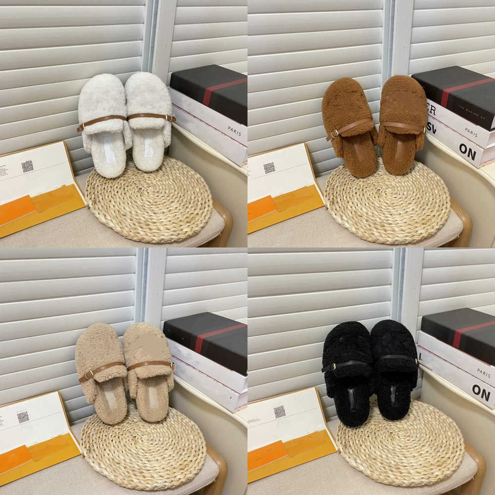 

2022 slippers designer slipper woman women fur fluffy slides sliders for sandal winter break comfort warm platform Luxurys fashion brown flower Scuffs loafers, Xxlv01