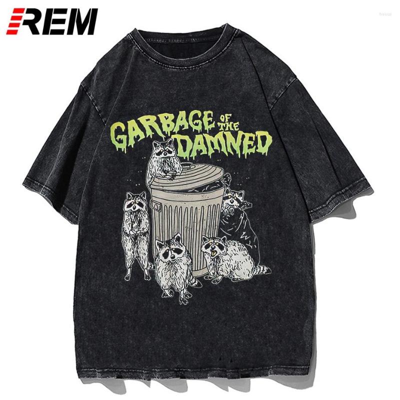 

Men's T Shirts 2022 Brand Men's T-Shirt High Street Raccoon Cartoon Tidal Current Mens Vintage Graphic Creative Shirt, Vintage old