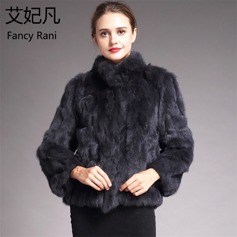 

Women Genuine Rabbit Fur Coats Solid Female Stand Collar Rex Rabbit Fur Coat Winter Fashion Real Fur Overcoat Jackets 13 Colors T191122, Dark brown