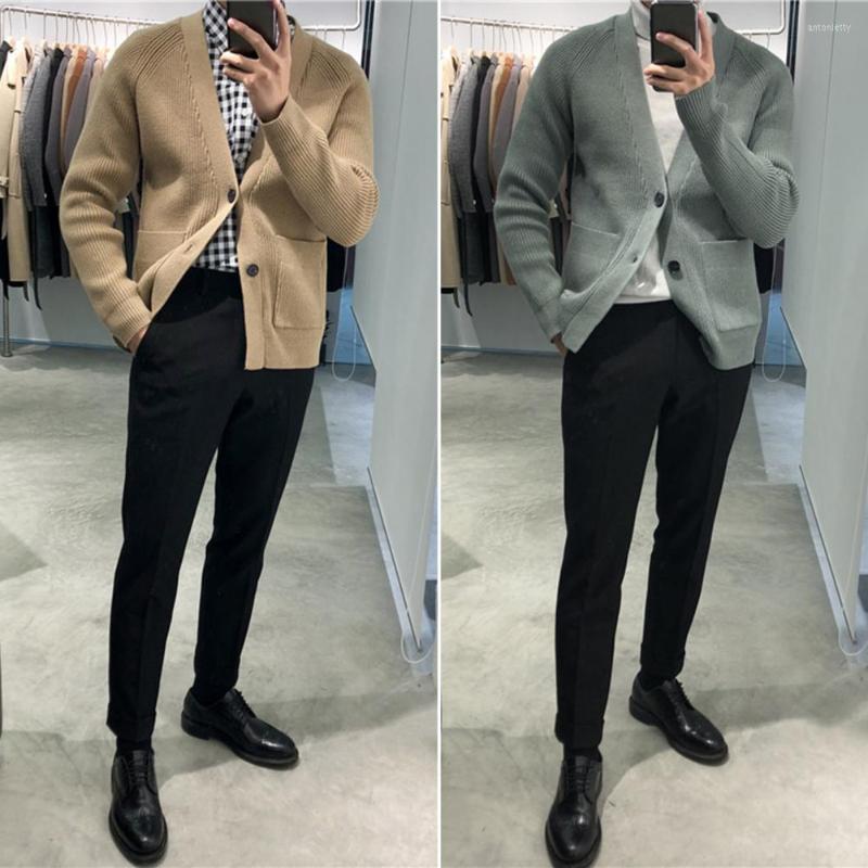 

Men's Sweaters Stylish Sweater Coat Cardigan Warm Elastic Single-breasted V Neck Men, Black