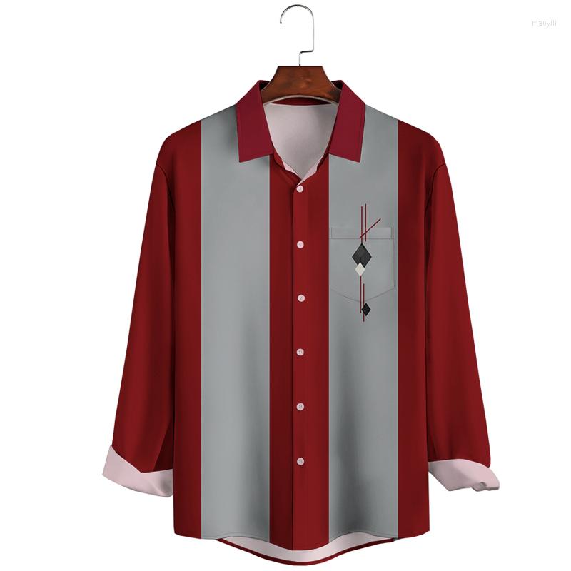 

Men' Casual Shirts Men' Art Collection Striped Geometric Color Block Pattern Lapel Long Sleeve Print Shirt Top, Sky blue