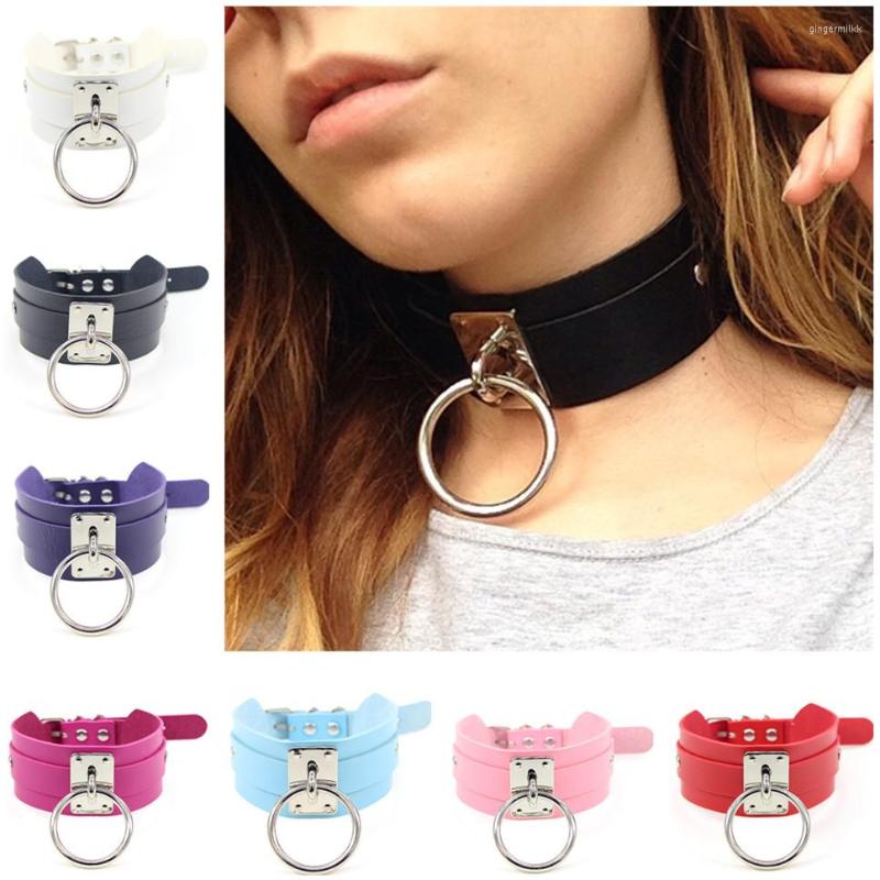 

Choker Harajuku Stainless Steel Necklace Sexy Pu Leather Women Collar Bondage Goth Belt Gothic Punk Jewelry Club Party