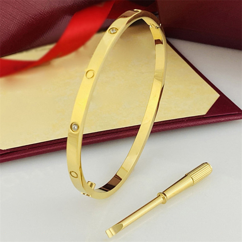 

Fashion jewelry designer bracelets Women Love screwdriver Bangle Wristband Cuff Letter bangle Crystal rose Gold sivler Stainless steel Lovers Gift Bracelet