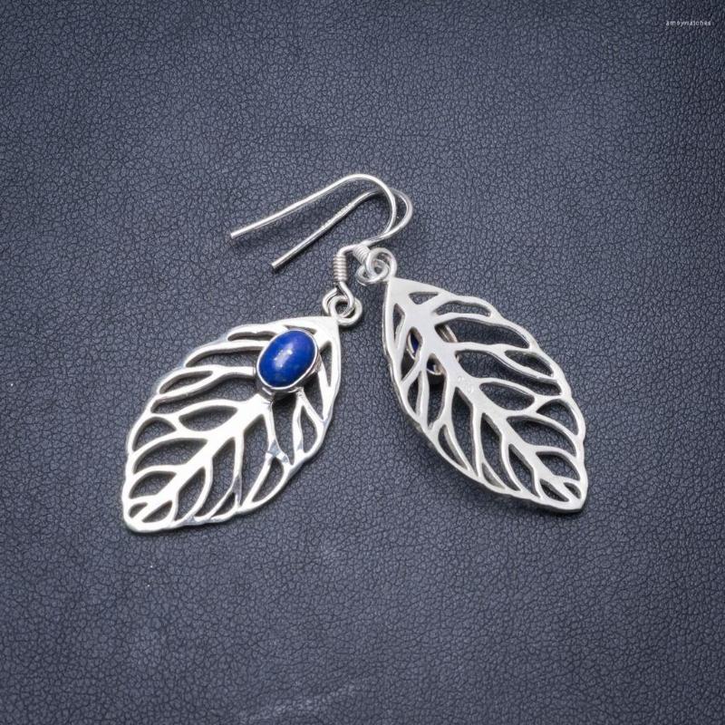 

Dangle Earrings Natural Lapis Lazuli Handmade Unique 925 Sterling Silver 2" Y2923
