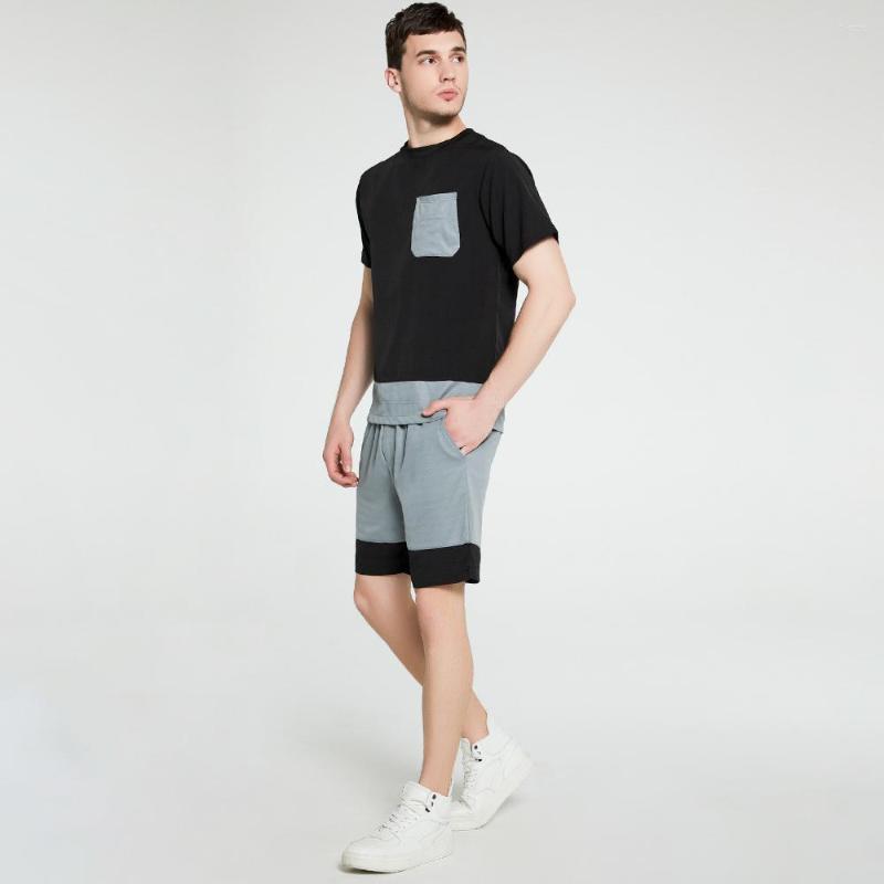 

Men' Tracksuits High Quality 2023 Summer Casual Style Piece Shorts Set Men Europe Size Short Sleeve T-Shirts Pocket Patchwork Solid Suit, Black