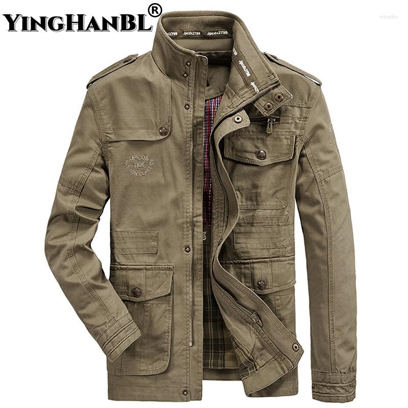

Men's Jackets Men's Jacket Casual Coat Male Spring Autumn Fall Cotton Outdoor Multi-pocket Plus Size 7XL Long Military Chaqueta Wearable, Black(8255)