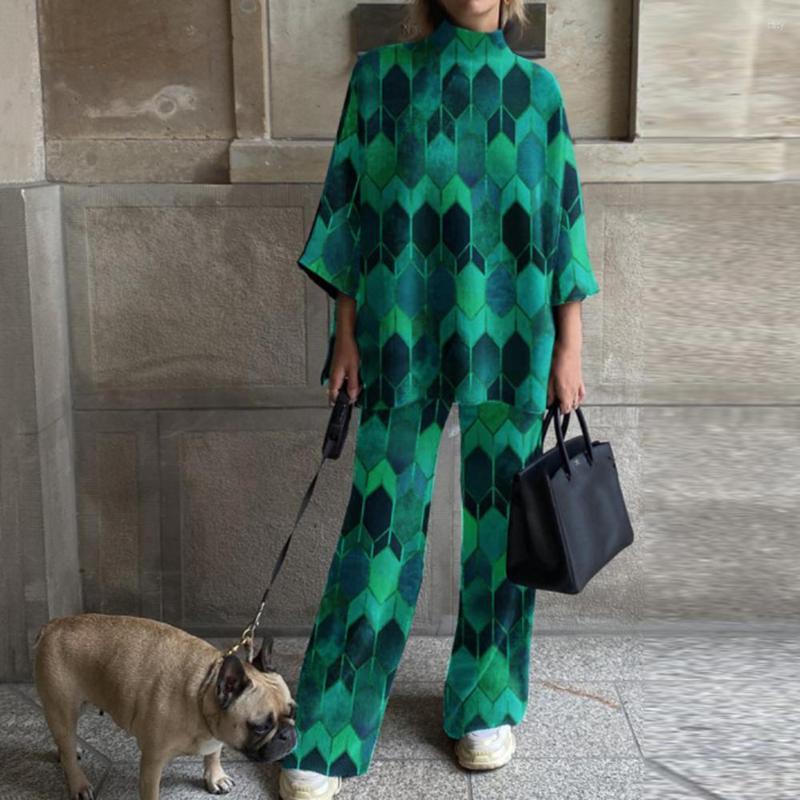 

Women's Two Piece Pants 2 Pcs/Set Women Suit Great Straight Lady Print Soft, Black