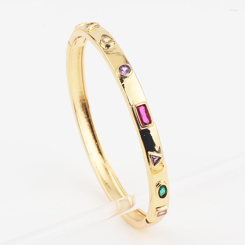 

Bangle Good Quality Classic Round Gold Bracelets For Women Luxury Filled Zirconina Rainbow CZ Trendy Jewelry