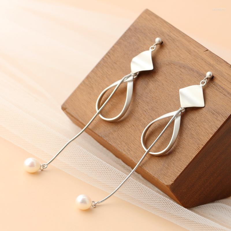 

Dangle Earrings Handmade Creative Women Eardrop Fine Jewelry Gift Trendy Natural Freshwater Pearl 925 Sterling Silver Long Tassel