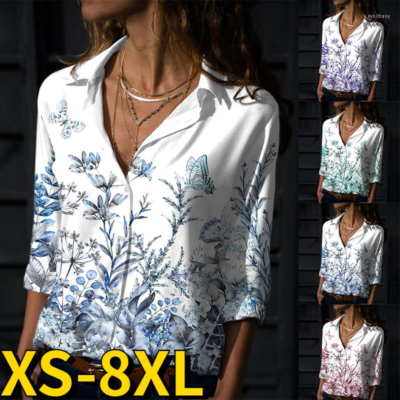 

Women's Blouses 2022 Female Butterfly Print Oversized Long Sleeve Autumn Winter Women Sexy V-neck Button Loose Size Shirt Ladies Retro Tops, Green