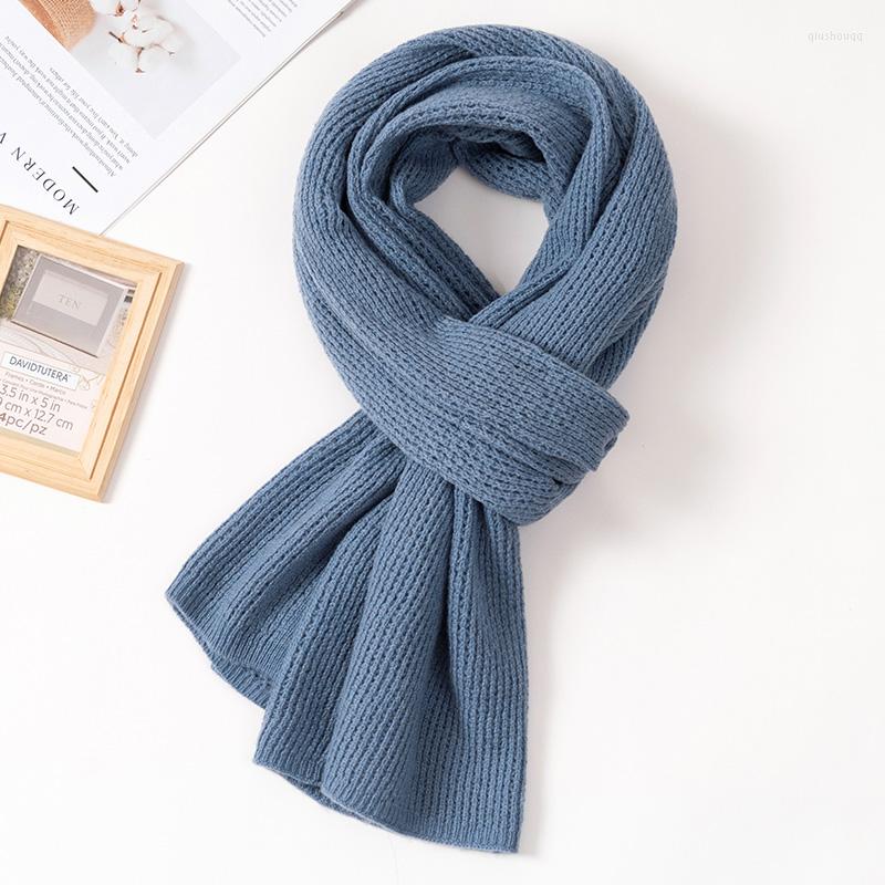

Scarves Winter Lamb Wool Scarf Women 2022 Luxury Neck Warmer Blue Knitted Large Pashmina Wraps Foulard Autumn Cashmere
