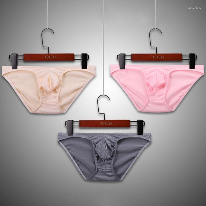 

Underpants Men's Briefs Soft Breathable Silk Sexy Underwear Jockstrap Colorful Cueca, Black