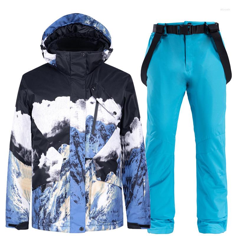

Skiing Suits 1 Set Snowsuits Overalls Ski Jackets Pants Waterproof Winter Sport Snowboarding Clothing Mountain Windbreaker, Unisex black