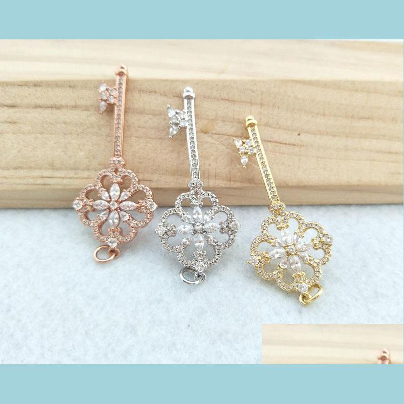

Pendant Necklaces 5 Pcs Tiny Cz Crystal Key Shaped Charm Zircon Stone Micro Pave Pendant Women Jewelry Finding Diy Necklace Making P Dhvsv