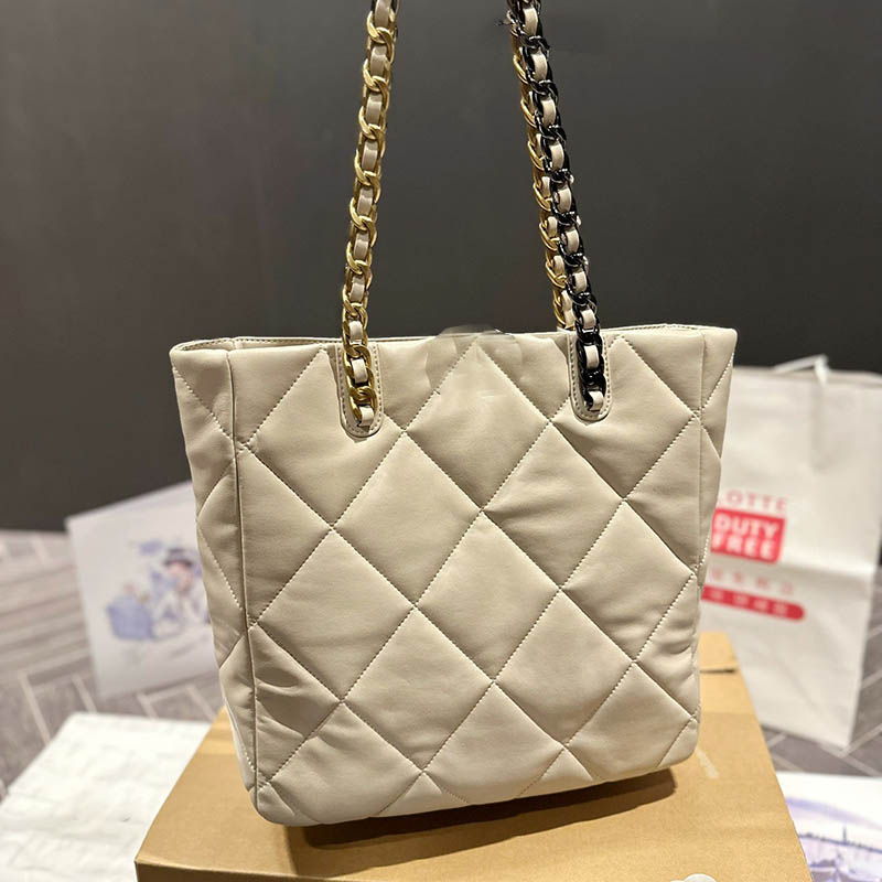 

Fashion Women 19 Classic Buckle Tote Bag Diamond Lattice Leather Quilted Large Capacity Luxury Designer Crossbody Handbags Shopping Cosmetic Bag Multi Pochettes, Black