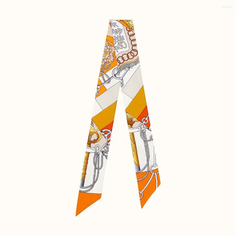 

Scarves 2022 Brand Design Sabre Silk Women Skinny Bag Scarf Neckerchief Hijab Fashion Hair Warps For Ladies