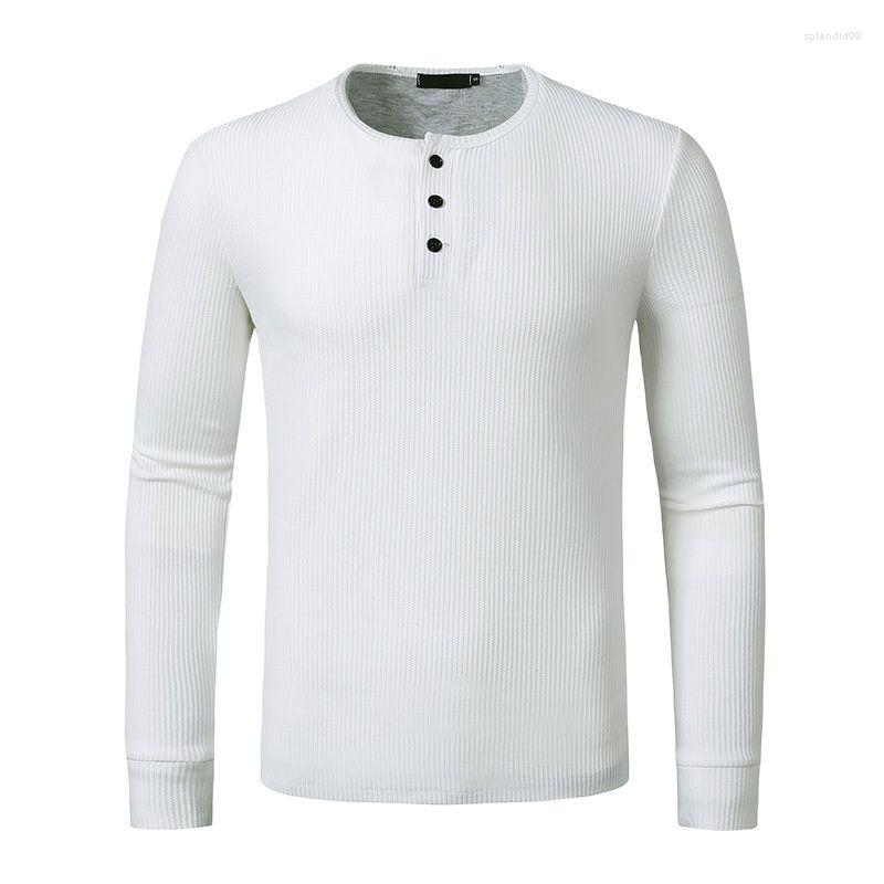 

Men's Suits 5445 T-shirt Mannen Henley Shirt Mens Casual Slim Fit Lange Mouw Tee Wafel Effen Fashion Tops Tees Merk, 5448