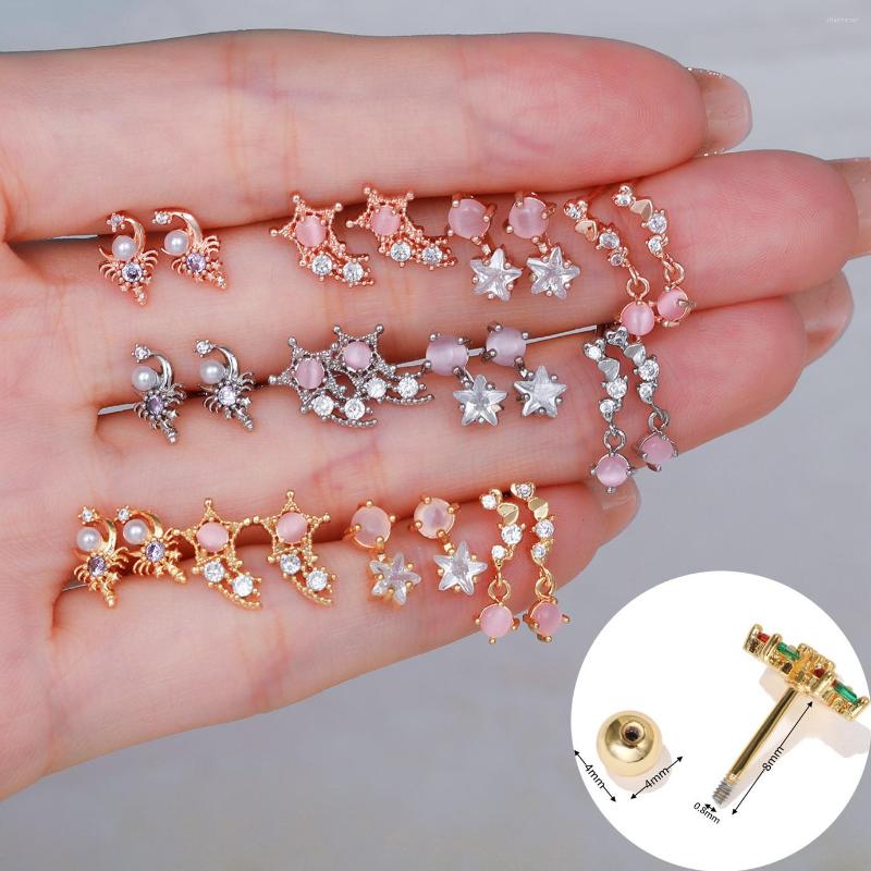 

Stud Earrings 1PC Zircon Meteor Star Moon Cartilage Earring Stainless Steel Piercing For Women Girl
