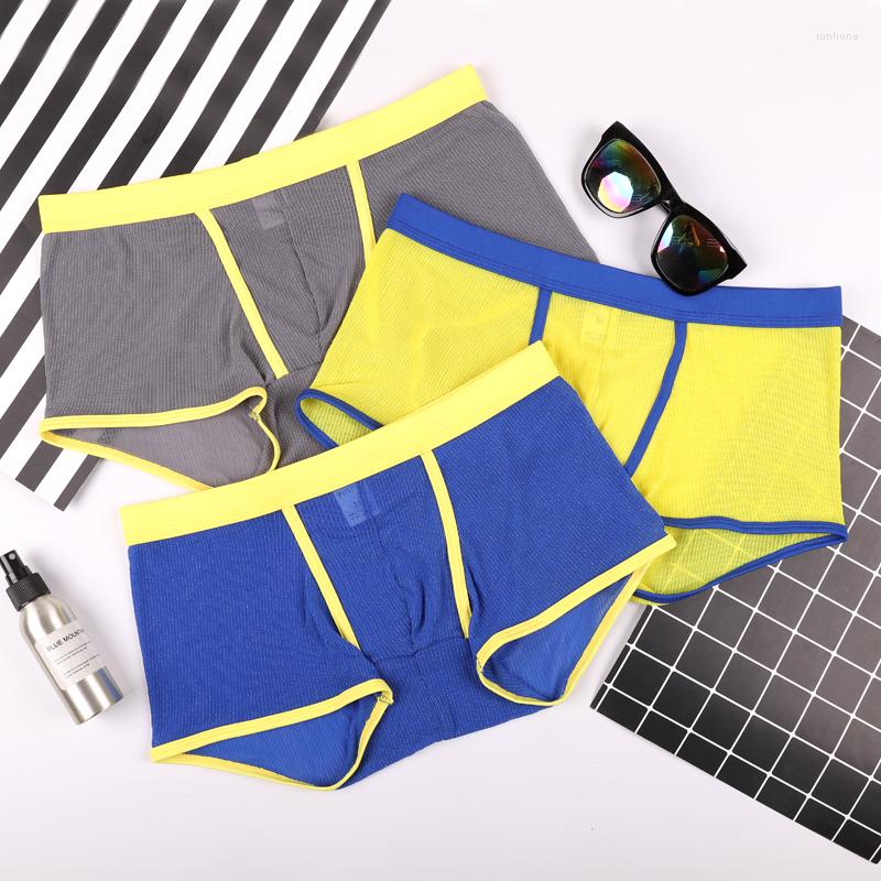 

Underpants Woxuan Men's Boxers Golden Dot Comfortable Breathable Underpant Solid Color Full Transparent Pants Sexy Buttocks Youth, 00028-pj-white