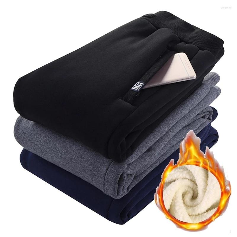 

Men's Pants Men Winter Thick Warm Fleece Lined Solid Color Autumn Sweatpants Fur Inside Joggers Plus Size, Grey1