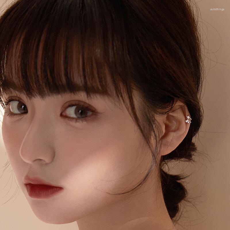 

Backs Earrings Cutd Star Clip For Women Flash Zircon Silver Color Korean Fashion 2022 Trend Simple Geometric Jewelry Arete
