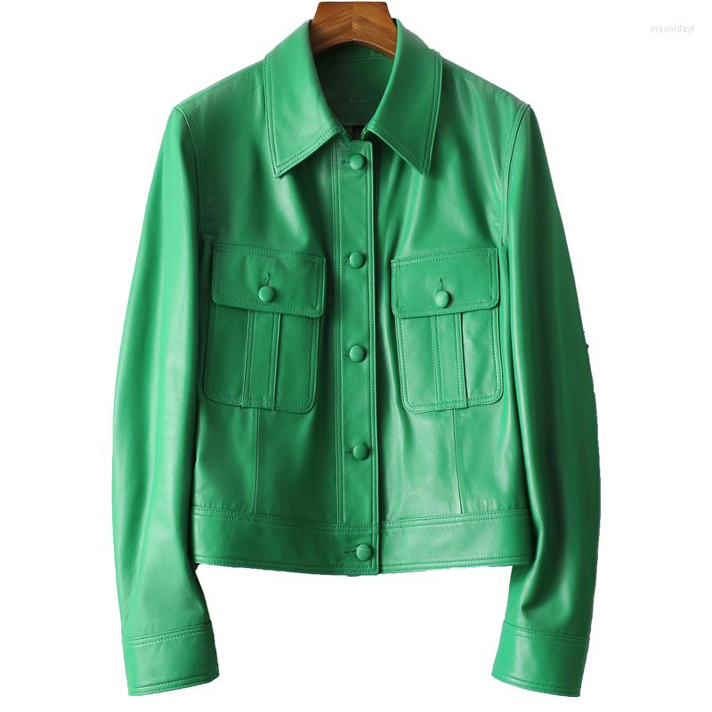 

Women's Leather Hwitex 2022 Women Genuine Coat Official Lady Blazer Jacket Short For HW3096, Pink