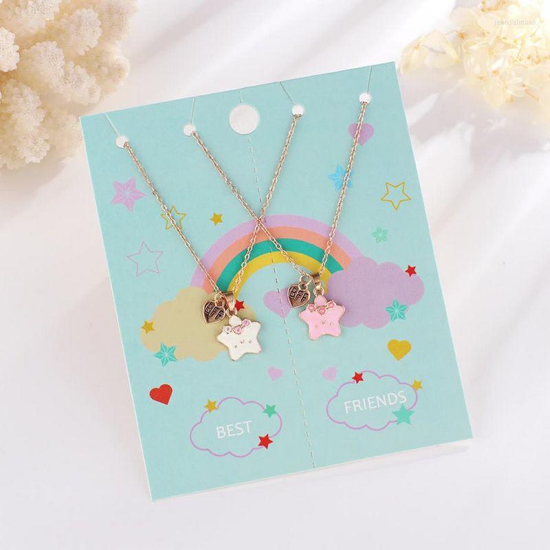 

Pendant Necklaces 100set/Lot Cartoon Star Necklace Cute Kids Friend Jewelry Set Wholesale