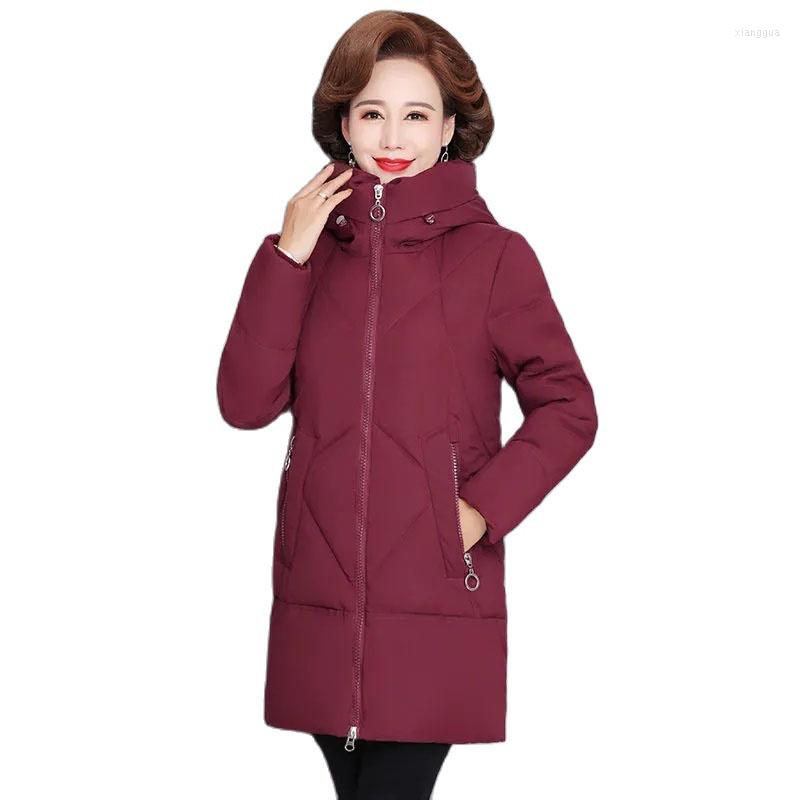 

Women's Trench Coats 2022 Women's Winter Jacket Middle-aged Mother Cotton Padded Jackets Female Autumn Long Hooded Warm Parka Overcoat, Green