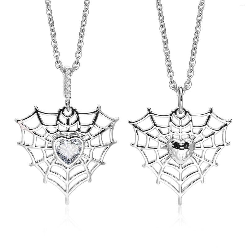 

Pendant Necklaces Cool Fashion Spider Web Charm Couple For Women Men Heart Love Promise Wedding Anniversary Gifts Jewelry