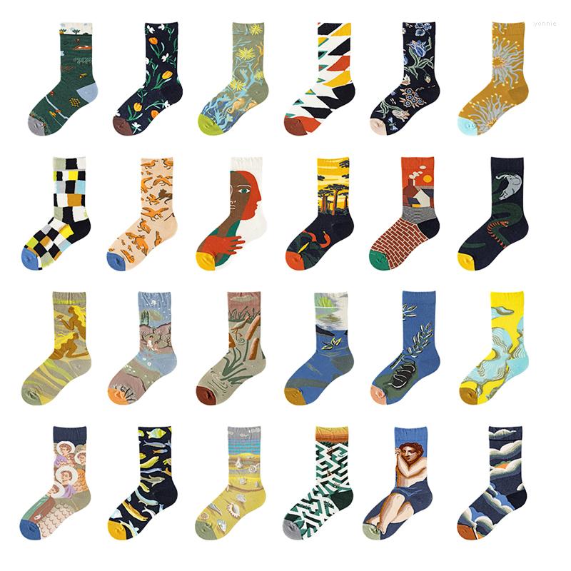 

Women Socks Funny Men Fashion Harajuku Creative Personality Sock Autumn Winter Warm Comfortale Art Abstract Oil Painting, 14
