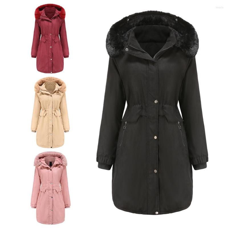 

Women' Trench Coats Autumn Winter Woman Parkas Long Sleeve Hooded Outwear Female, Black