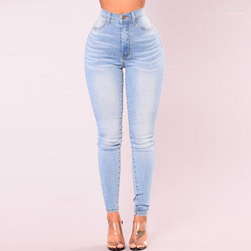 

Women's Jeans Women's Plus Size S-2XL Skinny High Waist Pockets Denim Pant Light Blue Women Pencil Pants Trousers Big