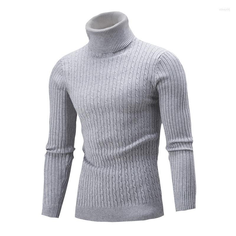 

Men's Sweaters Men's Turtleneck Striped Sweater Knit Multicolor, White