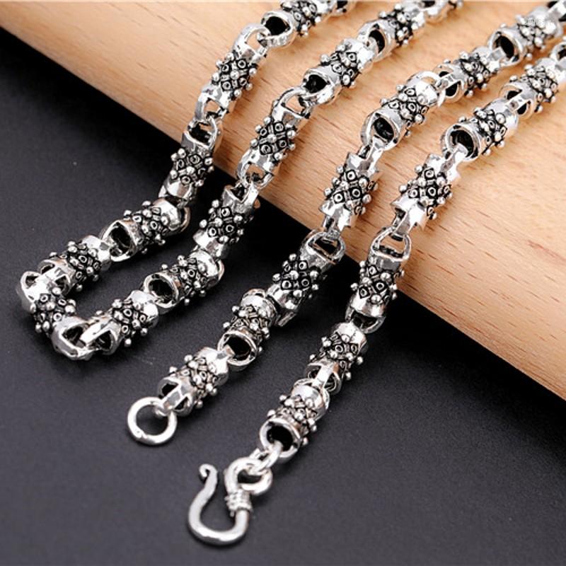 

Chains BOCAI 2022 Trendy Pure S925 Silver Jewelry Personality Punk Style Geometric Pattern Barrel Bead Man Necklace