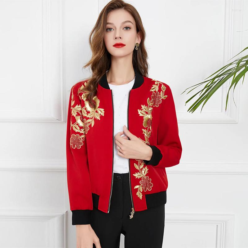 

Women' Jackets MIUXIMAO 2022 Autumn Women' Clothing Long Sleeve Print Slim Waist Jacket Fashion Casual Style, Black