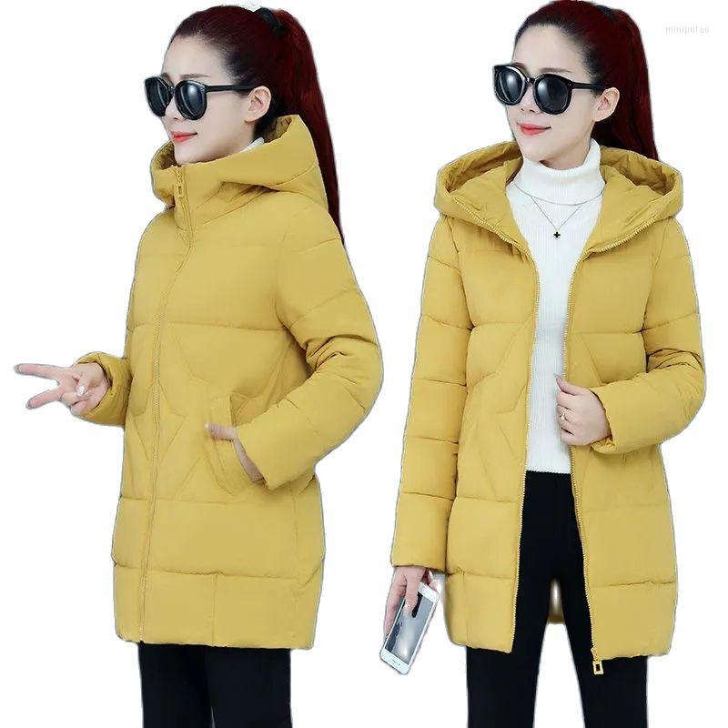

Women's Trench Coats Women Mid-length Hooded Parka Jacket 2022 Loose Cotton-padded Female Korean Winter Thick Padded Warm Coat A331, Black