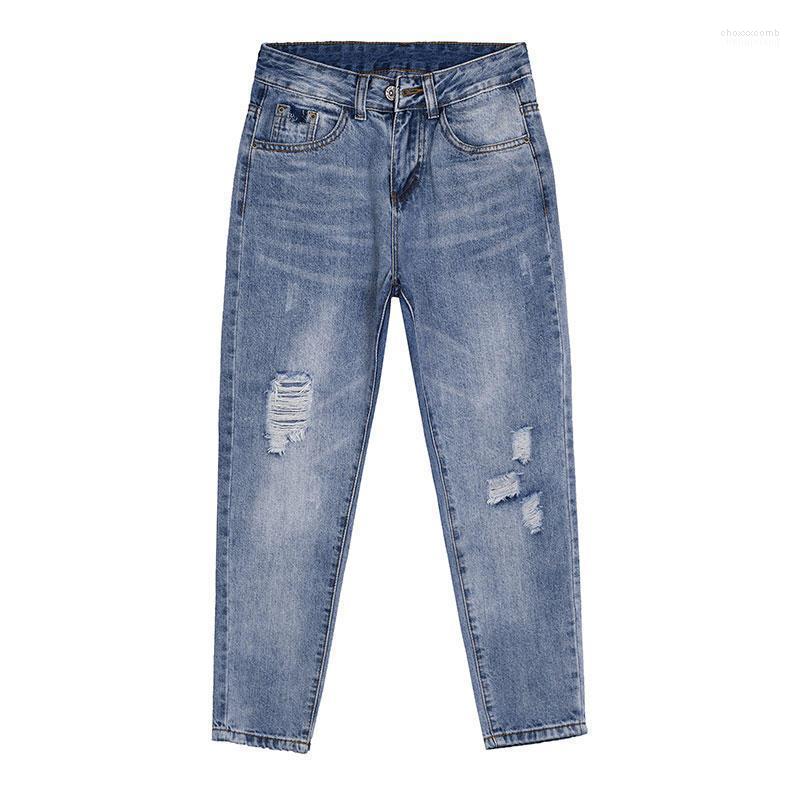 

Women's Jeans Women's Spring Female Loose Vintage High Waist Woman Streetwear Straight Denim Pants Elastic Mom Women Trousers Q2603, Light blue style 1