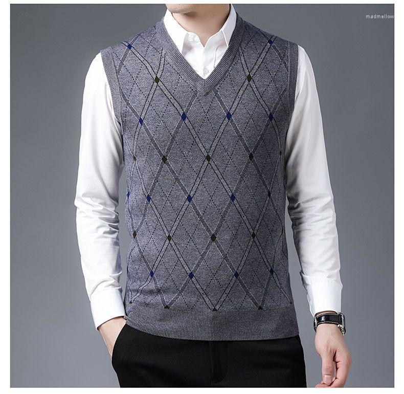 

Men's Vests 2022 Fashion Brand Sweater For Mens Pullover Vest Slim Fit Jumpers Knitting Plaid Autumn Korean Style Casual Men Clothes Z38, Zhonghui