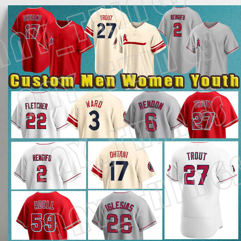 

27 Mike Trout 17 Shohei Ohtani Baseball 6 Anthony Rendon David Fletcher Jerseys Taylor Ward Luis Rengifo Jo Adell Aaron Loup Angels Max Stassi Kurt Suzuki Matt Duffy, Women custom cool base(t s)