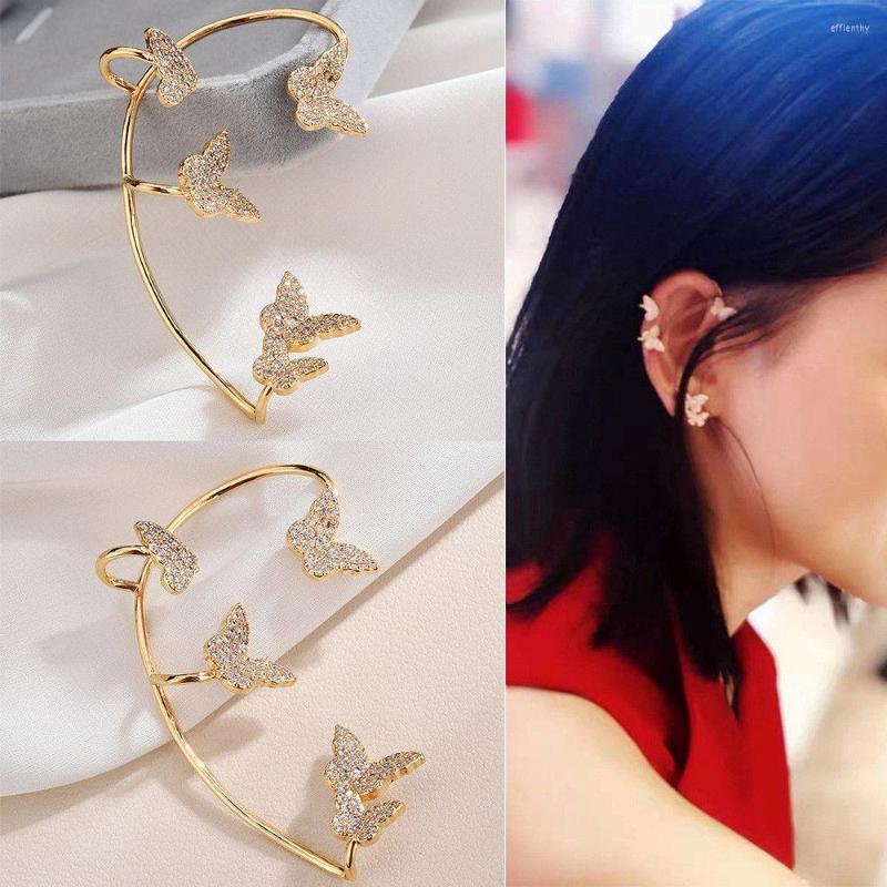 

Backs Earrings Jewelry No Piercing Geometric Zircon Ear Wrap Butterfly Cuff Fake