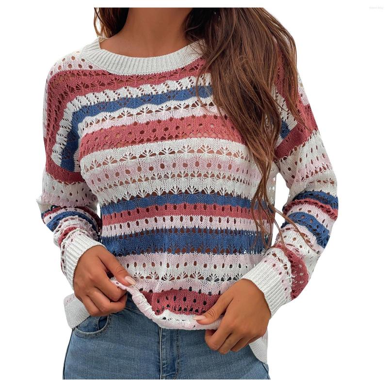 

Women' Sweaters Ladies Hollow Multicolor Casual Loose Knit Pullover, Black