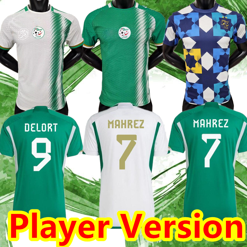 

Player version 2022 2023 Algeria Soccer Jerseys DELORT OUNAS BENTALEB MAHREZ BELAILI SLIMANI BENNACER BENSEBAINI 22/23 Algerie national team football shirt 888, Away