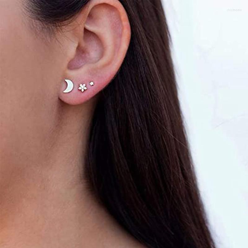 

Stud Earrings CANNER 3pieces/set Set 925 Sterling Silver Cubic Zirconia Piercing Ear Earring For Women Geometric Earings Jewelry