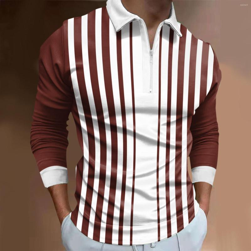 

Men's Polos Long Sleeve Fitted Male Casual Autumn Printed T Shirt Turn Down Collar Tops Mens Sun, Green