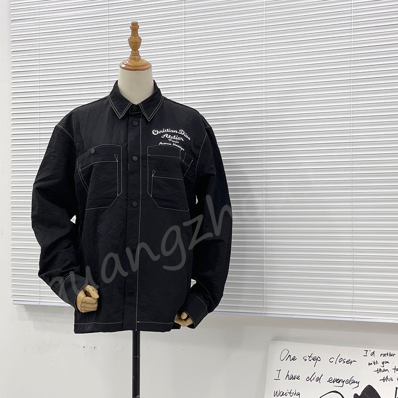 Di-or Dupe Button Down Shirt Denim Shirts with Letter Logo Designer Fashion Coat for Women Men