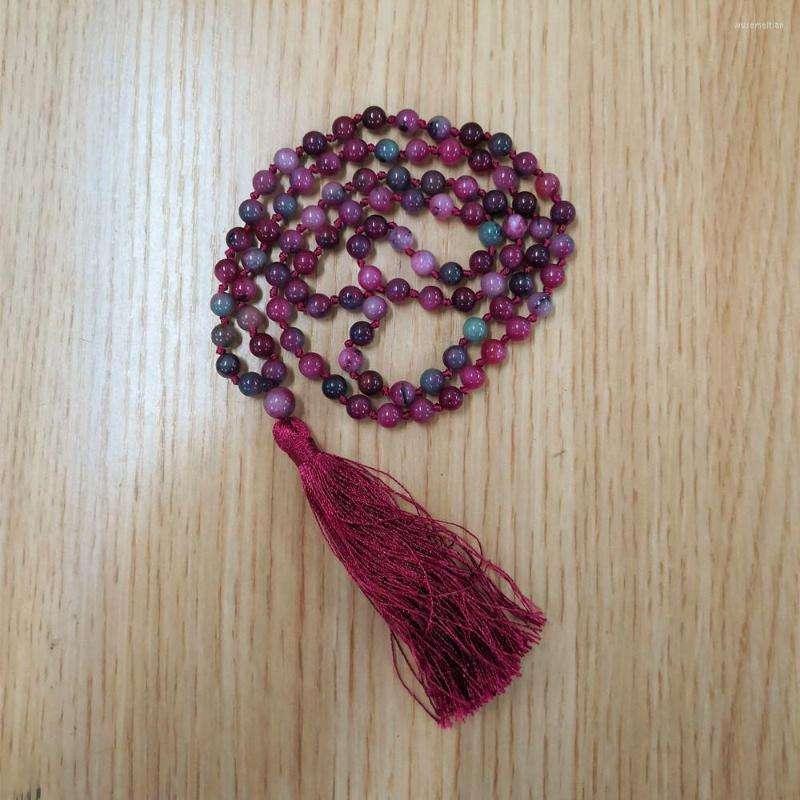 

Pendant Necklaces 6 MM Natural Agates Exquisite Handmade Tassel Fashion Sweater Necklace